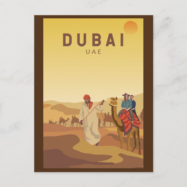 Dubai United Arab Emirates Desert Safari Retro Postcard (Front)