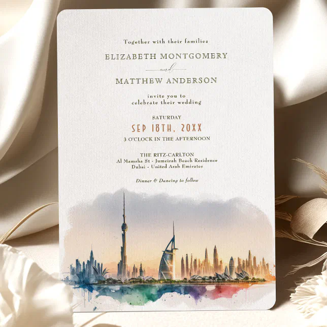 Dubai United Arab Emirates Destination Wedding Invitation Zazzle