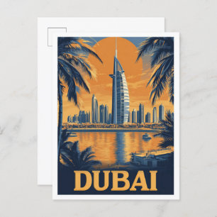 Dubai United Arab Emirates Illustration Travel Postcard