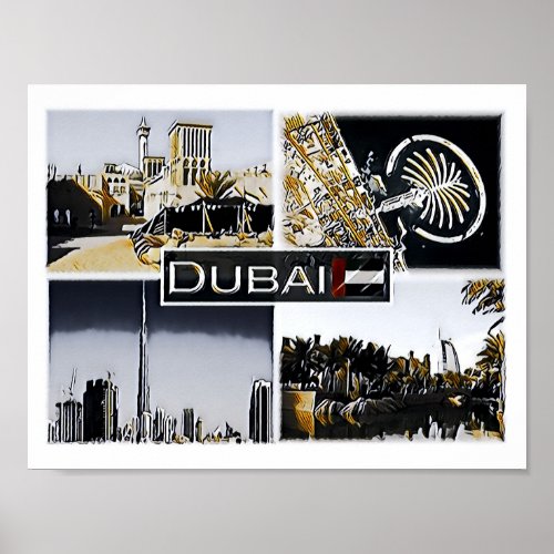 Dubai _ United Arab Emirates _ Mosaic _ Poster