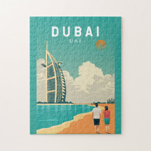 Dubai United Arab Emirates Retro Travel Art Jigsaw Puzzle