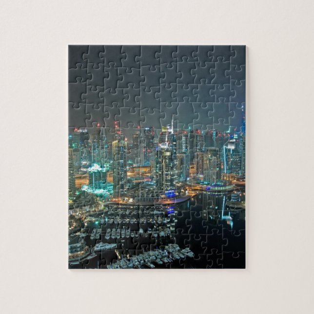 Dubai, United Arab Emirates skyline at night Jigsaw Puzzle (Vertical)