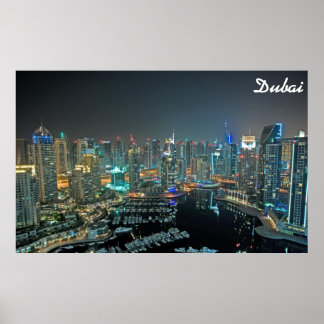 Dubai, United Arab Emirates skyline at night Poster
