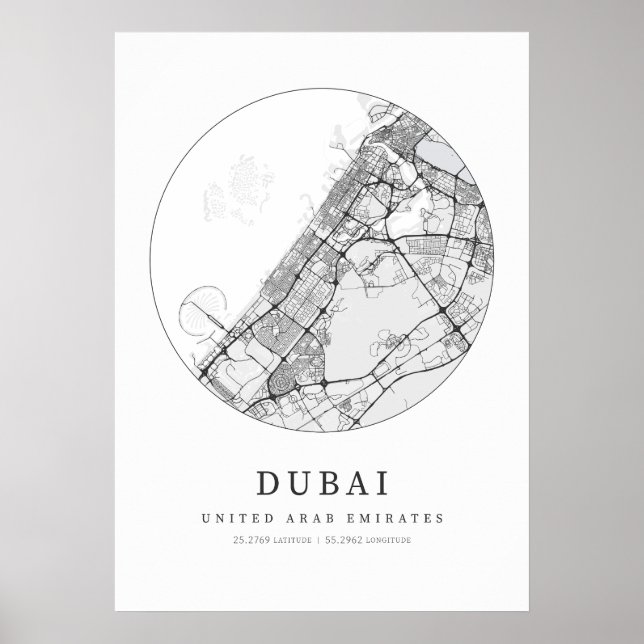 Dubai United Arab Emirates Street Layout Map Poster (Front)