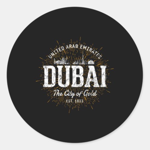 Dubai United Arab Emirates Style Dubai Classic Round Sticker