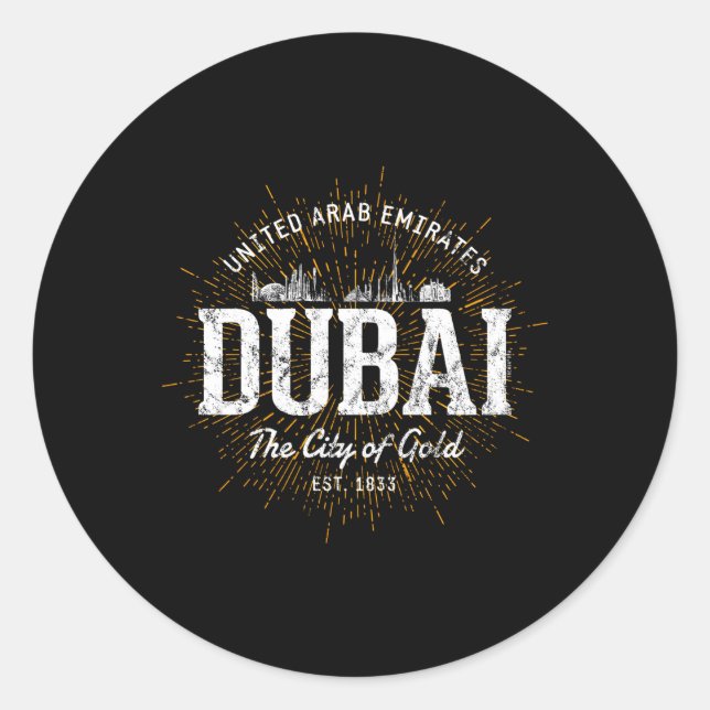 Dubai United Arab Emirates Style Dubai Classic Round Sticker (Front)