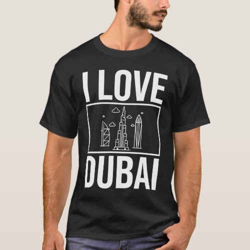 Dubai United Arab Emirates Uae City Skyline Map Tr T_Shirt