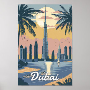 Dubai United Arab Emirates Vintage Travel Poster