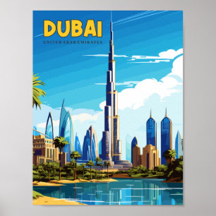 Dubai United Arab Emirates vintage travel Poster