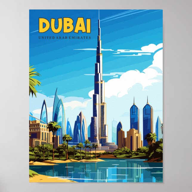Dubai United Arab Emirates vintage travel Poster (Front)