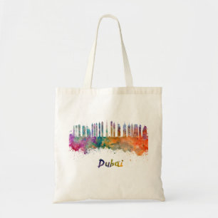 Dubai V2 skyline in watercolor Tote Bag