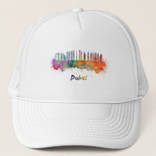 Dubai V2 skyline in watercolor Trucker Hat