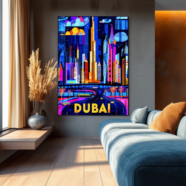 Dubai Vibrant Skyline - Geometric Cityscape ArtArt Poster (Creator Uploaded)