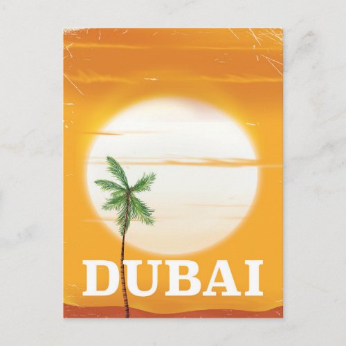 Dubai vintage style vacation poster postcard