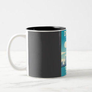 Dubai vintage travel art travel poster Two-Tone coffee mug
