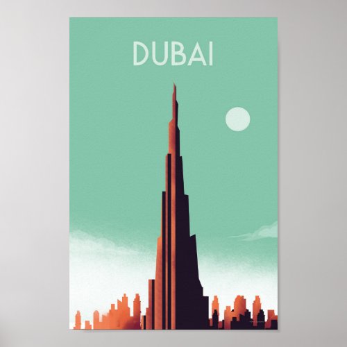 Dubai vintage travel poster