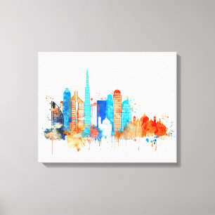 Dubai watercolor skyline canvas print