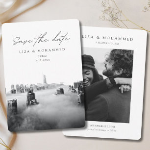 Dubai Wedding Save the Date Black & White Classy Invitation