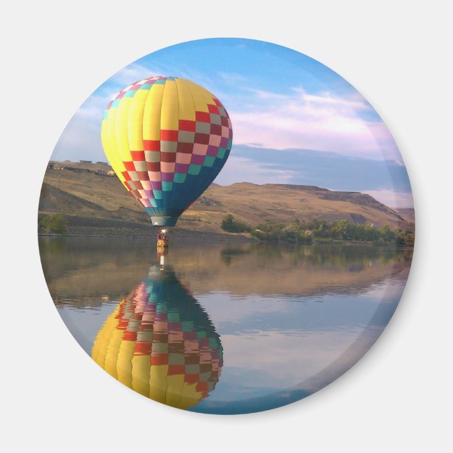Dubble RAINBOW.  Hotair balloon on the snake river Magnet (Front)