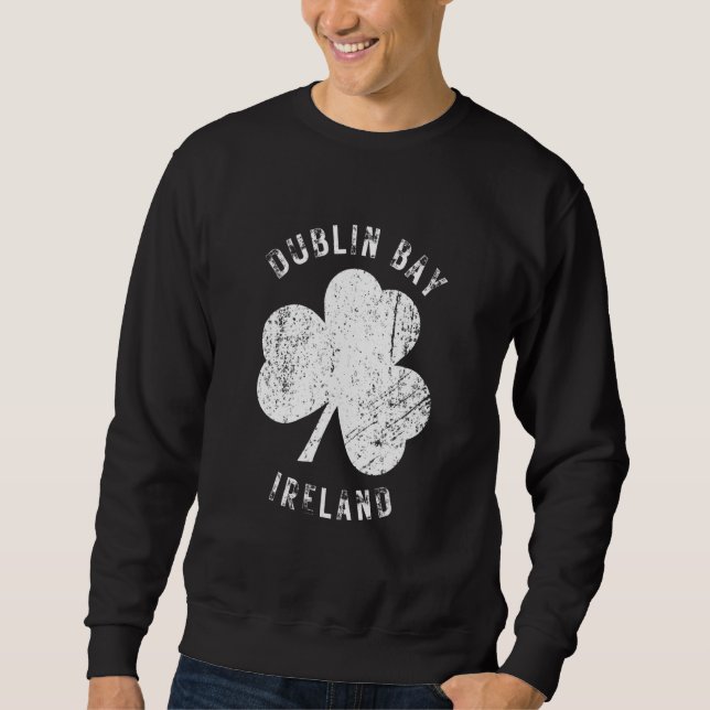 Dublin Bay Ireland Vintage Shamrock Distressed Loo Sweatshirt (Front)