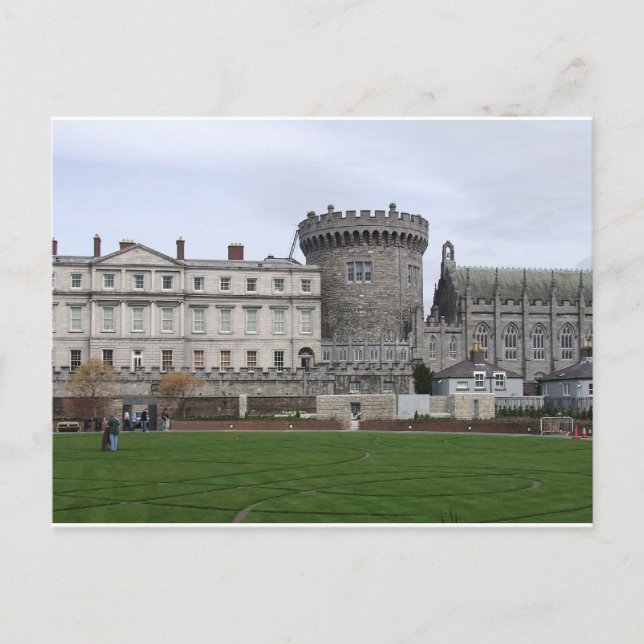 Dublin Castle Ireland, lawn & castle turret. Postcard (Front)