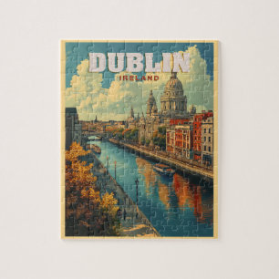 Dublin City Ireland - Retro Travel Jigsaw Puzzle