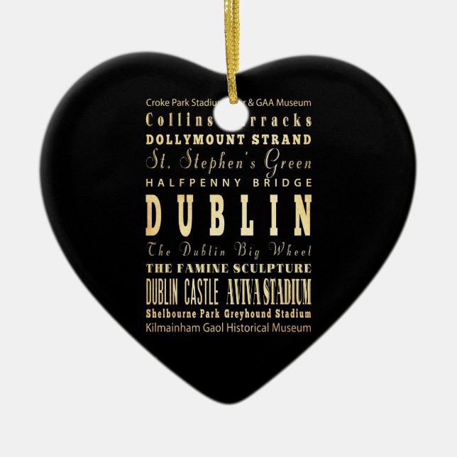 Dublin City of Ireland Typography Art Ceramic Ornament (Front)