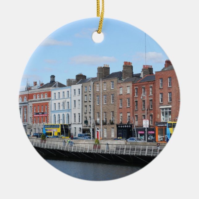 Dublin City on The Liffey Ceramic Ornament (Front)