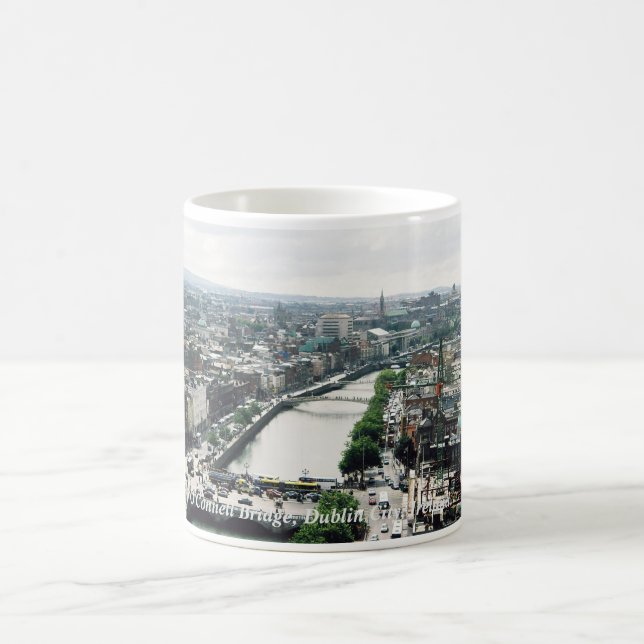 Dublin city skyline & O'Connell Bridge Ireland Coffee Mug (Center)
