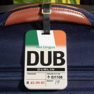 Dublin (DUB) Ireland Airline Luggage Tag