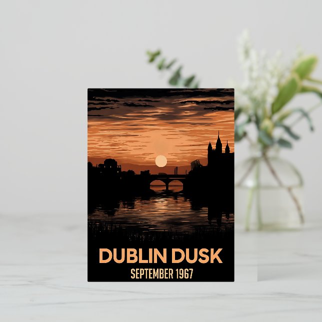 Dublin Dusk: Captivating Twilight Scenes Foil Holiday Postcard (Standing Front)