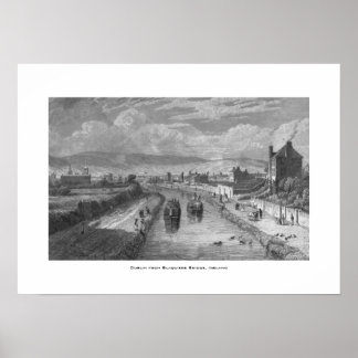 Dublin from Blaquiere Bridge, Royal Canal, Ireland Poster