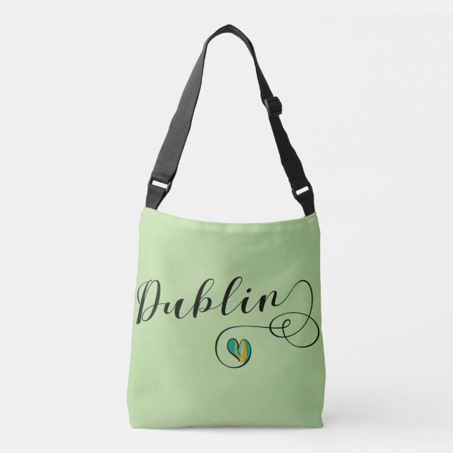 Dublin Heart Customizable Bag, Ireland Irish Crossbody Bag (Front)