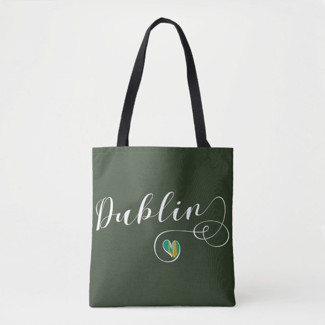 Dublin Heart Grocery Bag, Ireland Tote Bag (Front)