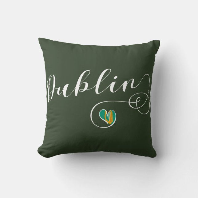Dublin Heart Throw Cushion, Ireland Throw Pillow (Front)