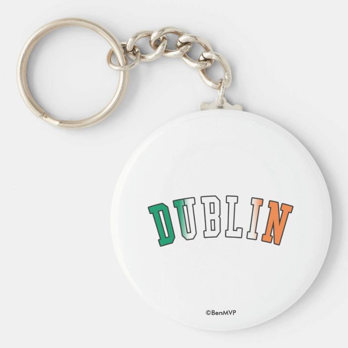 Dublin in Ireland National Flag Colors Keychain