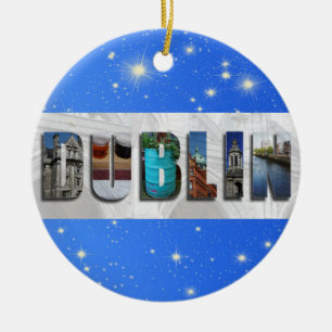 Dublin Ireland City Travel Photos Christmas Ceramic Ornament