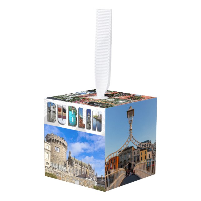 Dublin Ireland City Travel Photos Custom Cube Ornament (Front Angled)