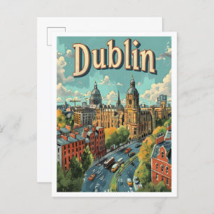 Dublin Ireland Classic Art Retro Vintage Travel Postcard