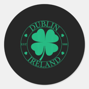 Dublin Ireland East 988 Clover Leaf Shamrock St. P Classic Round Sticker