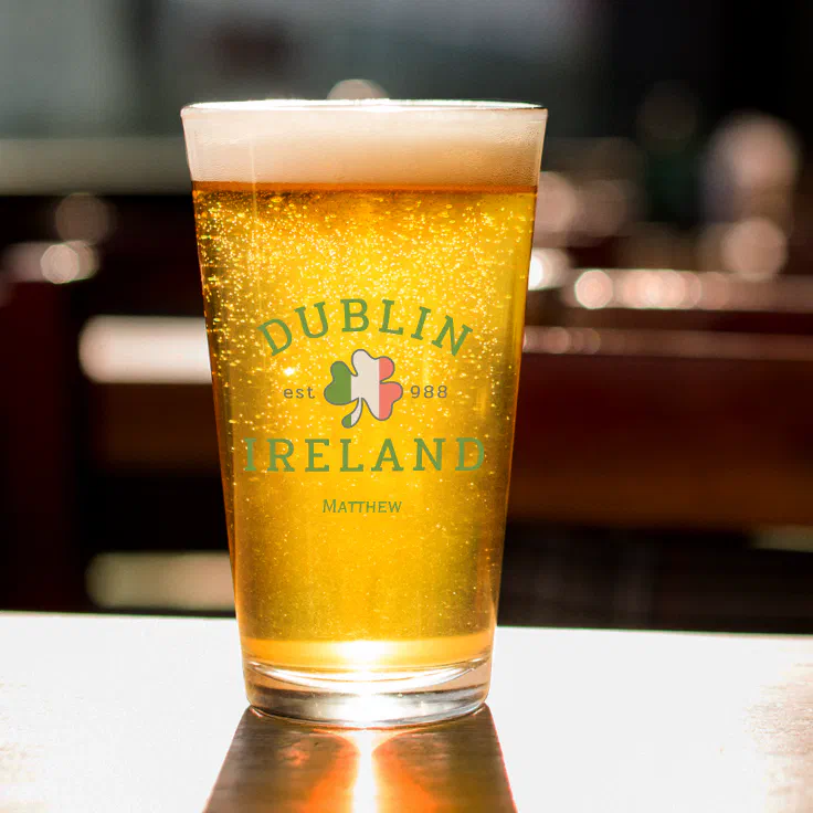 Dublin Ireland Est. 988 St. Patrick's Day Beer Glass