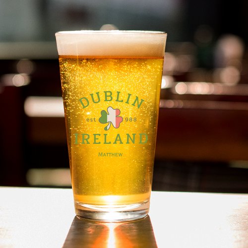 Dublin Ireland Est 988 St Patricks Day Beer Glass
