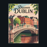 Dublin Ireland Illustration Travel Art Vintage Postcard<br><div class="desc">Dublin retro vector travel design. Its historic buildings include Dublin Castle,  dating to the 13th century,  and imposing St Patrick’s Cathedral,  founded in 1191.</div>