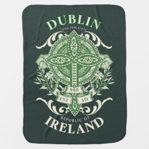 Dublin Ireland Irish Celtic Cross Baby Blanket