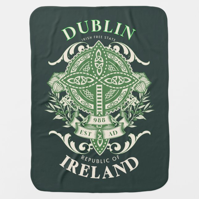 Dublin Ireland Irish Celtic Cross Baby Blanket (Front)