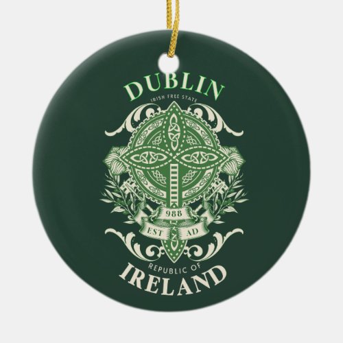 Dublin Ireland Irish Celtic Cross Ceramic Ornament
