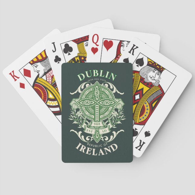 Dublin Ireland Irish Celtic Cross Poker Cards (Back)