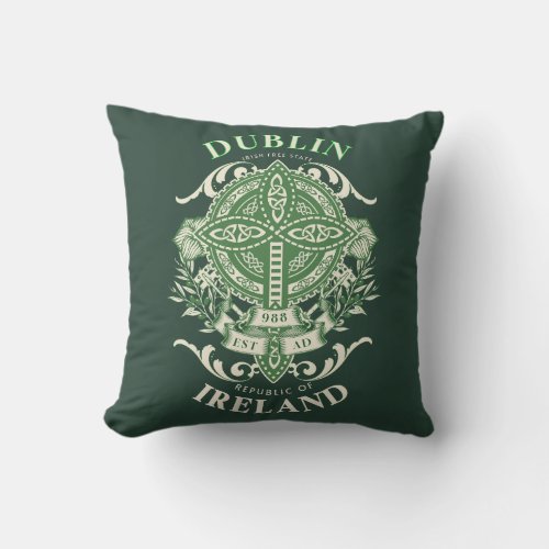 Dublin Ireland Irish Celtic Cross Throw Pillow