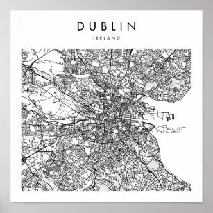 Dublin Ireland Minimal Modern Street Map Poster