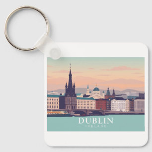 Dublin Ireland Pastel Travel Design Keychain
